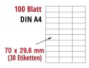 Klebe etiketten  70x29,6mm (100 Bogen)